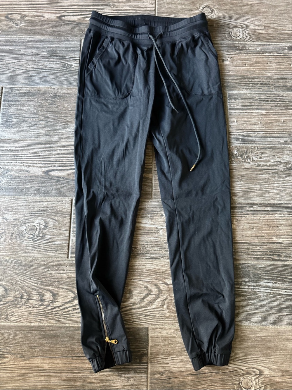 ZYIA Black Zip-Cuff Track Joggers